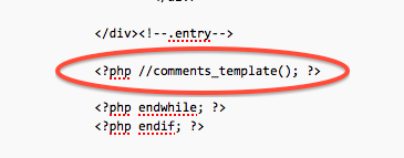 wordpress, edit pagephp, remove comments