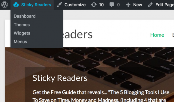 blogging, wordpress site to dashboard